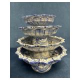 Four Pedestaled Blue and White Nested Offering Bow