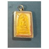 Buddhist Amulet Phra Somdej Encased Pendant in Rec
