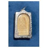 Thai Buddhist Amulet Phra Somdej in Metal Frame