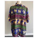 Colorful Collared Shirt With Elephant Print Made i