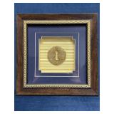 Framed Stone Carving Depicting Two Fish, 8.5"x8.5"