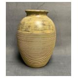 Tall Ribbed Ceramic Vase with Textured Surface