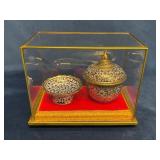 Benjarong Lidded Bowl and Offering Bowl in Glass C