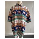Colorful Elephant Themed Shirt Made in Thailand, S