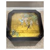 Asian-Inspired Square Glass Top Coffee Table With