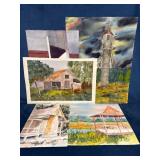 5 Original Watercolor Works by Trotti in Various S