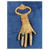 Thai Buddhist Figural Hamsa Hand Brass Jeweled Bot