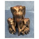 Deep Teak-Colored Resin Statuette of an Elephant F