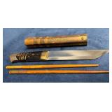 Combination Knife and Chopsticks Set in Wood, Bras