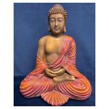 Plaster Buddha Statue with Brightly Painted Robe