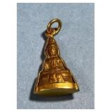 Gold tone Buddha Pendant with Triangular Base