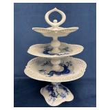 Large Meissen Layered Serving Tray with Blue Asian