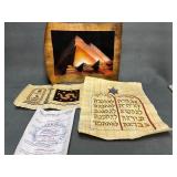 3 Pieces of Sobek Papyrus Art Featuring Egyptian a