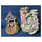Angel-Themed Figurine Fountain and Gazebo Decor wi
