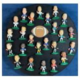 24 NFL Mini Collectible Figurines with Football Di