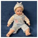 Baby Doll with Blonde Hair, Blue Outfit, and Adjus