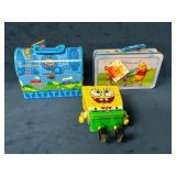Three Character-Themed Tin Lunchboxes and Containe