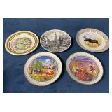 Five Decorative Plates with Various Scenes and Des