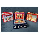 4 Themed Tin Lunchboxes with Bonus Interior Items