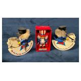 3 Wooden Nutcrackers, Including Two Rocking Soldie