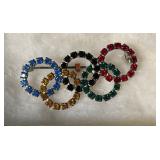 Pavï¿½ Villa Olympic Rings Brooch with Rhinestones i