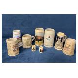 German Beer Steins with Various Motifs