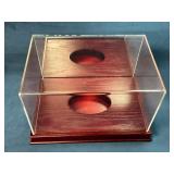Wood and Acrylic Display Case with Red Base and Ov