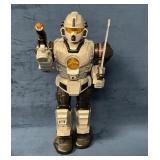 Battery-Operated Gray and Black Robot Toy with Lig