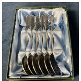 6 tiki style Stainless Steel Spoons in Box