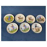 Seven Decorative Plates by Sarreguemines Depicting