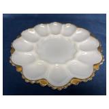 Glass Egg Tray with Gold Painted Edges
