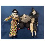 Three Silvestri Porcelain Harlequin Dolls