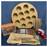 Kitchenware Lot Featuring Pampered Chef Mold, Kniv