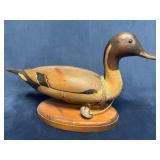 Mounted Tom Tabor Decoy Duck with Hand-Painted Det