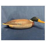 Handcrafted Wood Duck Decoy with Painted Details