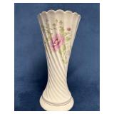 Vintage Vase with Floral Design and Gold Trim