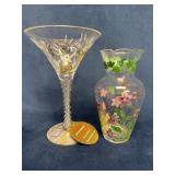 Two Hand-Painted Glass Items by Lolita and Floral-
