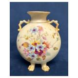 Rudolstadt Footed Vase with Hand-Painted Floral De