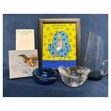 Lot Including Tullamore Dew Pitcher, Art Glass Bow