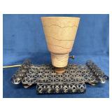 Vintage Lamp with Woven Metal Base and Textured Co