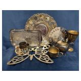 Silver Plate Lot Featuring Serving Pieces and Deco