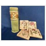 Roseville Donatello Vase and Studio Vertu Coasters
