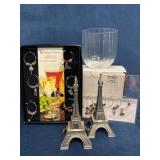 Vignelli Fluted Rocks Glass, Wine Charms, and Eiff