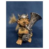 Vintage Troll Horn Player Resin Figurine
