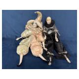 Two Porcelain Harlequin Dolls, Including Seymour M