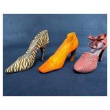 Three Just The Right Shoe Resin Figurines with Ori
