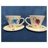 Starbucks Mugs and Saucers with Leaf Designs (Set
