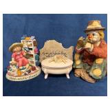 Home Decor Lot Featuring Figurines, Trinket Box, a