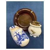 Two Ashtrays and Ceramic Table Lighter