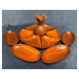 Wood Pineapple-Design Entertaining Snack Set